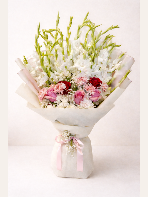 imported Roses and Chrysanthemum And Dozens of Gladiolus wrap with Imported sheets (price 8900) Bouquet 0089 - Image 1