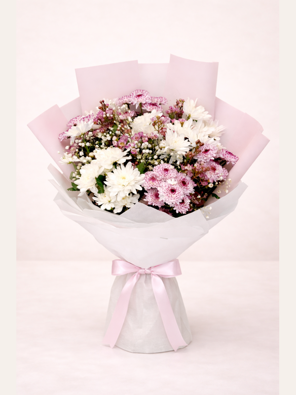 mix Colours Chrysanthemum and filling with Baby_s breath (Price 5500) Bouquet 0091 - Image 1